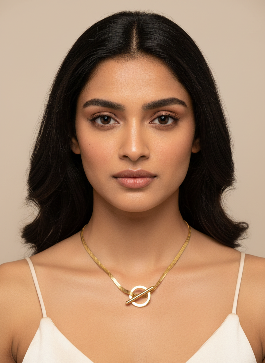 Modern Snake Chain Jewelry | Gold Minimalist Toggle Necklace