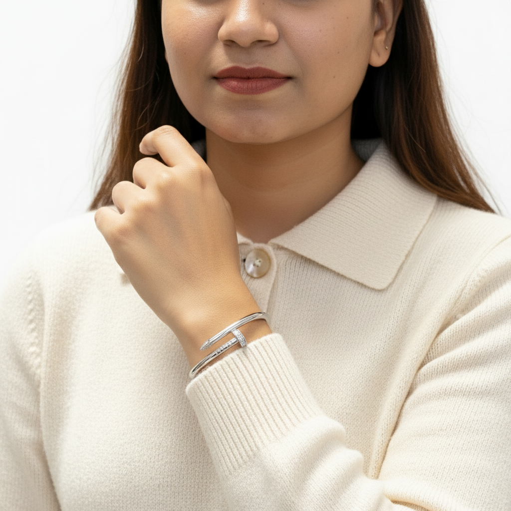 Silver Nail Bracelet | Anti Tarnish Modern Bracelet