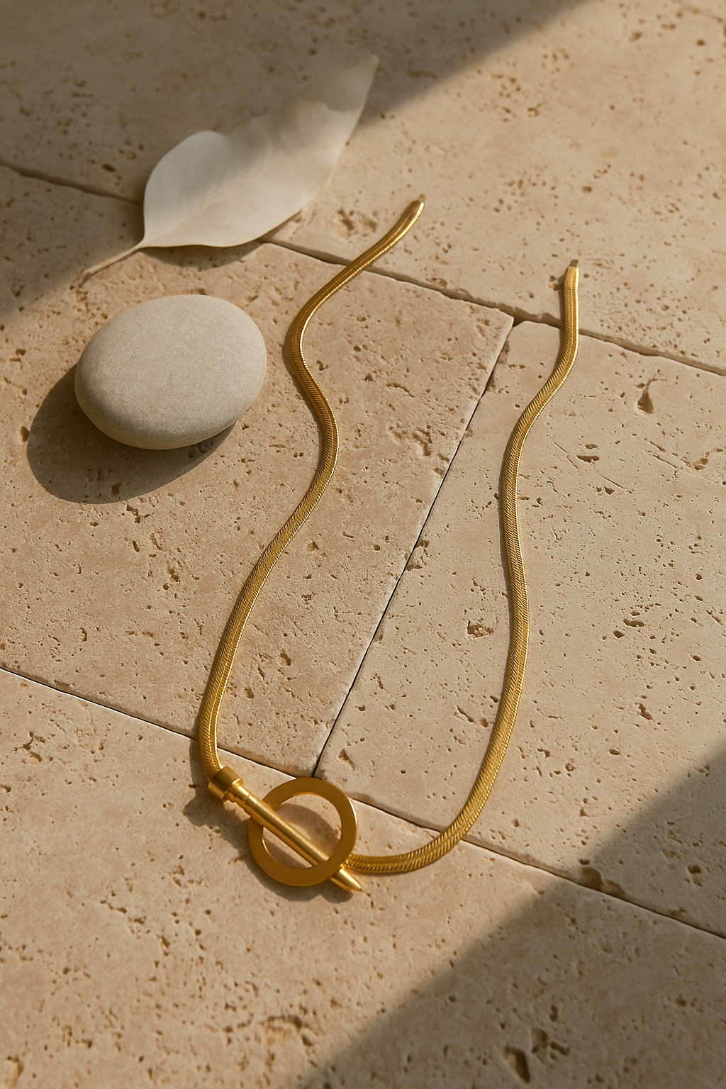 Modern Snake Chain Jewelry | Gold Minimalist Toggle Necklace