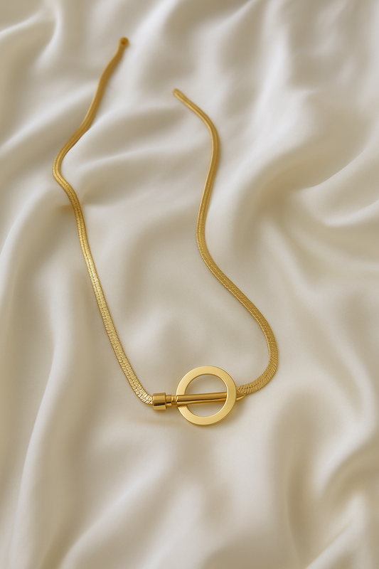 Modern Snake Chain Jewelry | Gold Minimalist Toggle Necklace