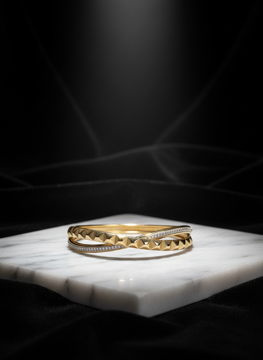 Gold Diamond & Pyramid Stud Bracelet | Stacking Women’s Jewelry