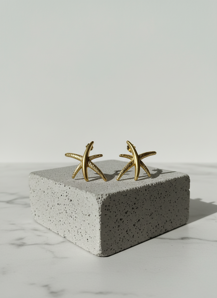 Gold Starfish Stud Earrings | Coastal Jewelry | Beach Vacation Gift