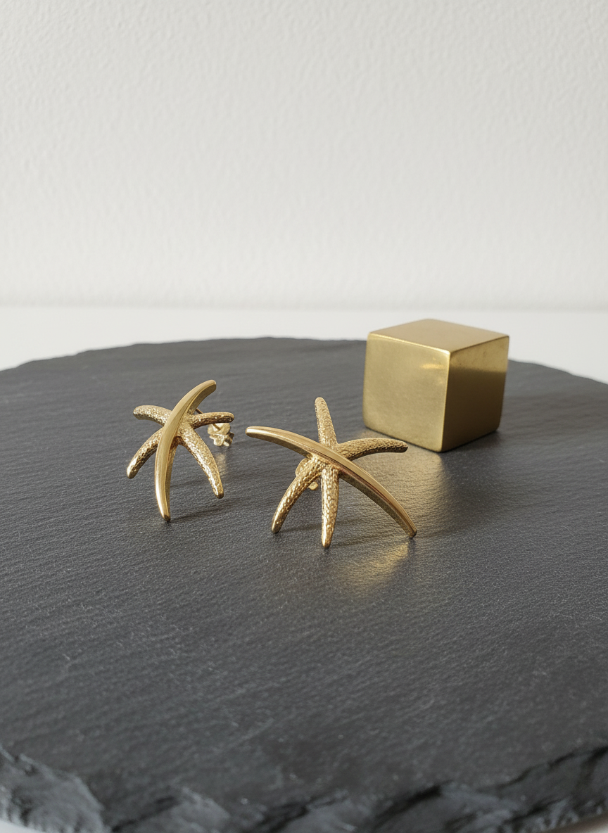 Gold Starfish Stud Earrings | Coastal Jewelry | Beach Vacation Gift