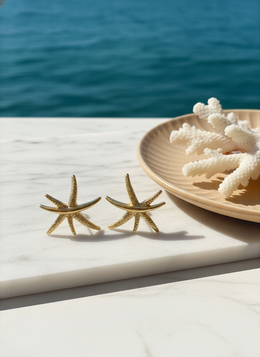 Gold Starfish Stud Earrings | Coastal Jewelry | Beach Vacation Gift