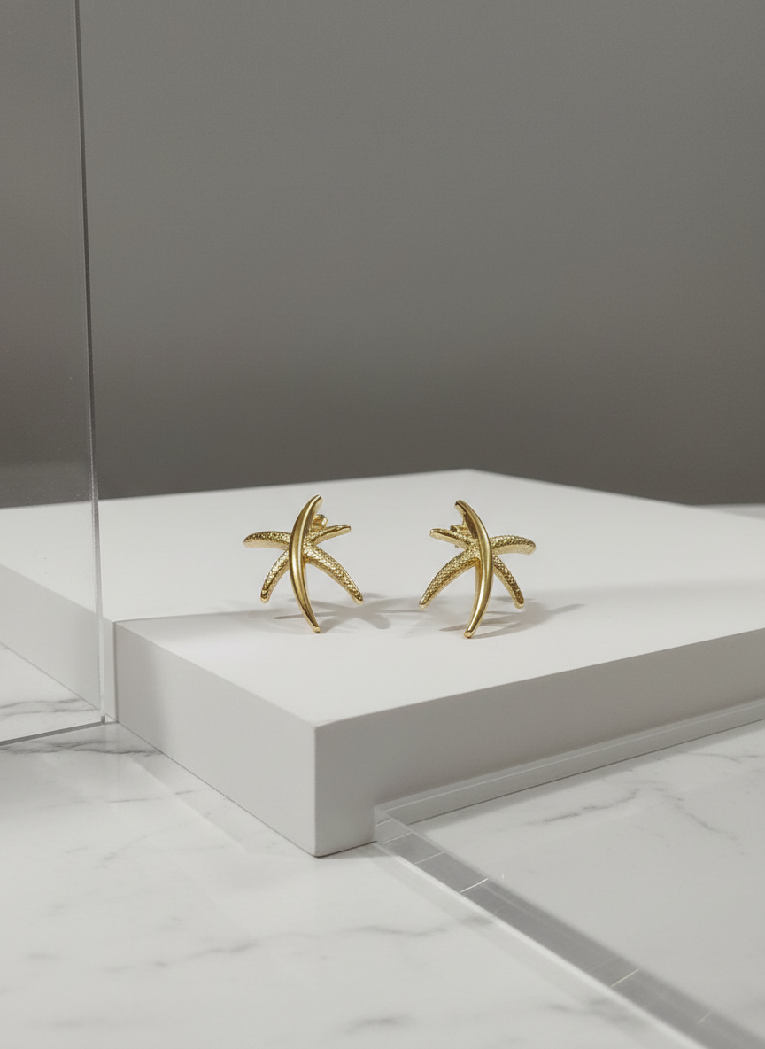 Gold Starfish Stud Earrings | Coastal Jewelry | Beach Vacation Gift