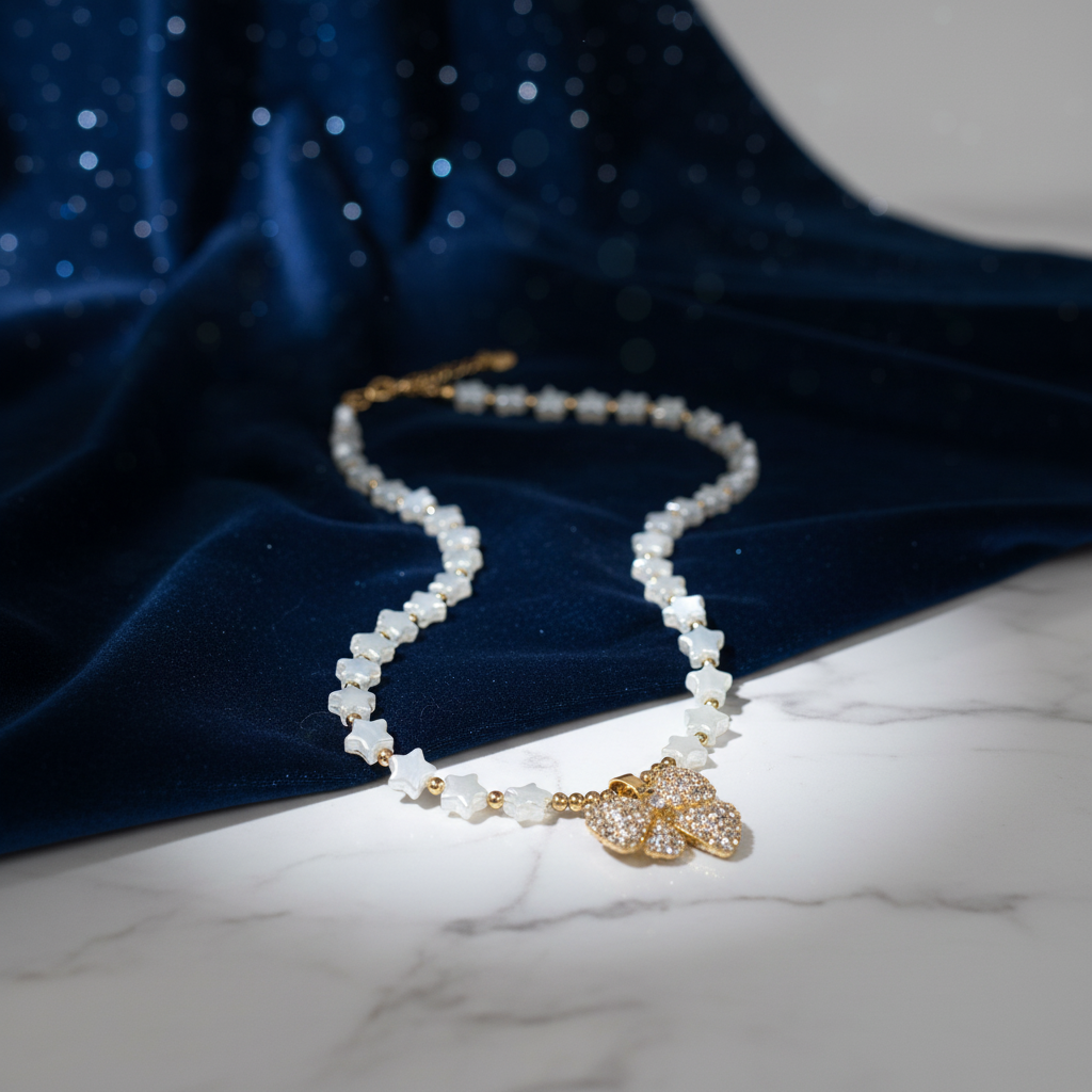 Butterfly Charm Pearl Necklace | Anti Tarnish Dainty Jewellery for Women